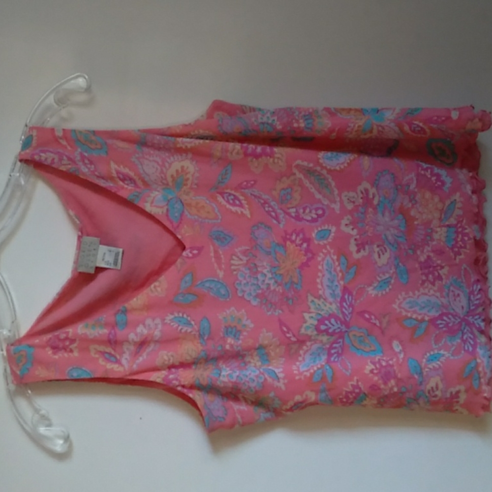 Sigrid Olsen Sport pink/peach sleevesless blouse size LP